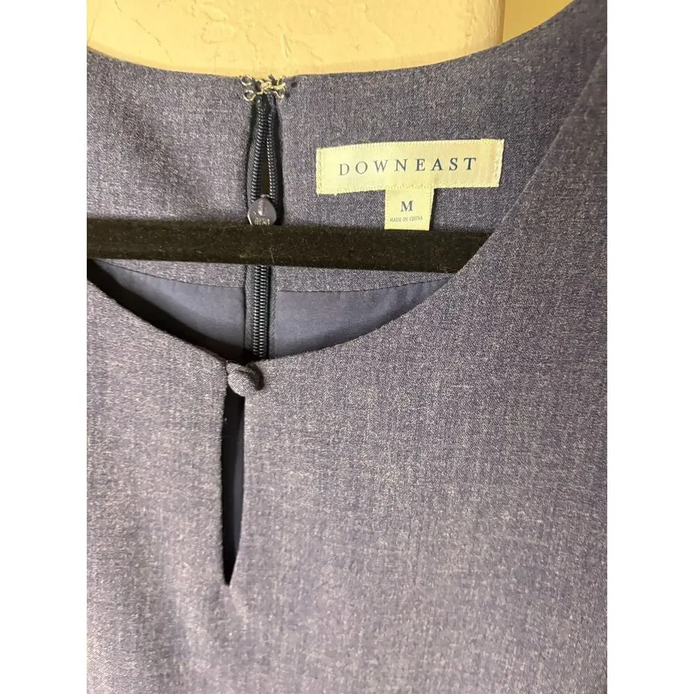 Downeast Women's Fit and Flare Ruffle Hem Blue Short Sleeve Dress M 6-10